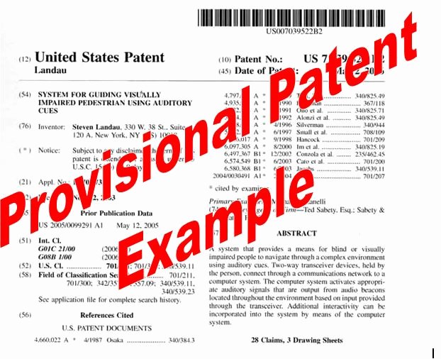 Provisional Patent Application Template Lovely Provisional Patent Example Real Life Examplespatentfile