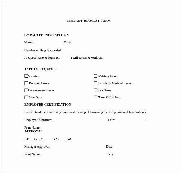Pto Request form Template Lovely Time F Request form 24 Download Free Documents In Pdf