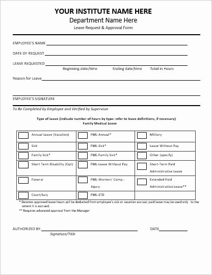 Pto Request form Template Unique Employee Vacation Leave Request and Pto forms