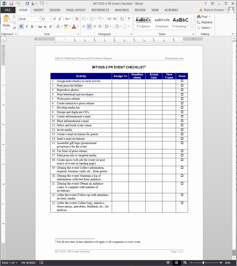 Public Relations Plan Template New Public Relations event Checklist Template