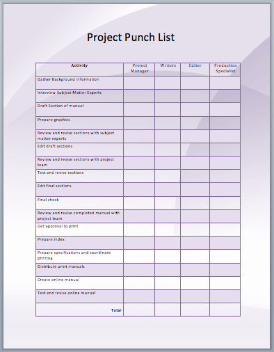 Punch List Template Excel Lovely Project Punch List Template Ms