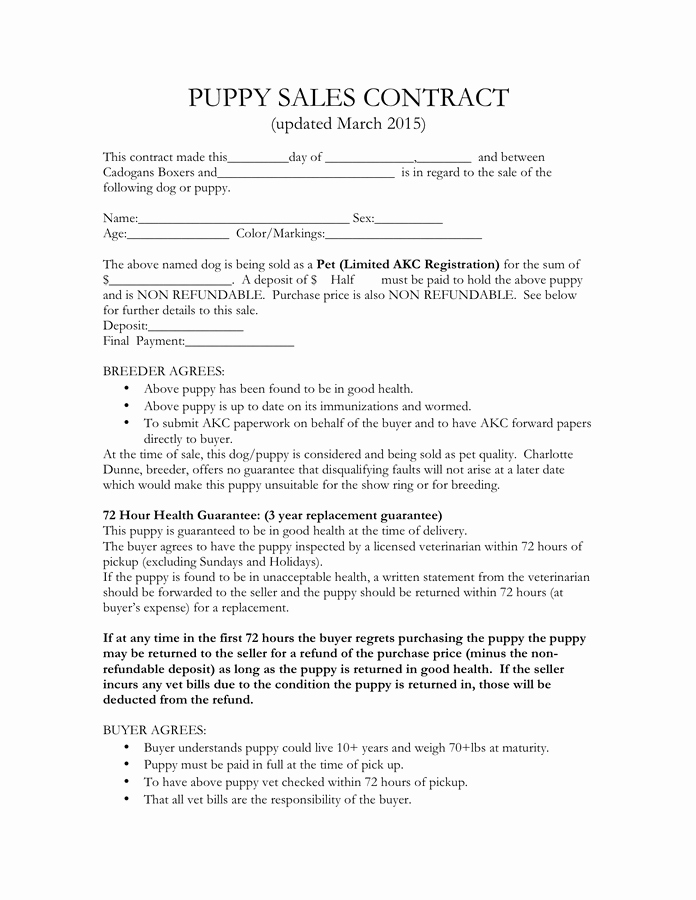 Puppy Sales Contract Template Inspirational Puppy Sales Contract Sample In Word and Pdf formats