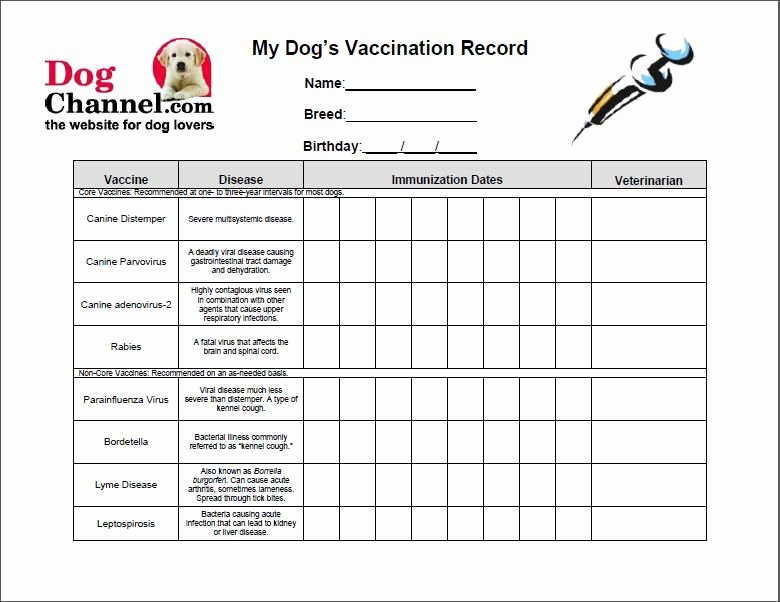 Puppy Shot Record Template Inspirational Dog Vaccination Record form Dog 2 Pinterest