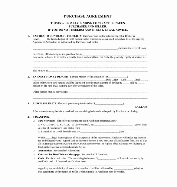 Purchase Agreement Template Word Fresh Purchase Agreement Template – 17 Free Word Pdf Document