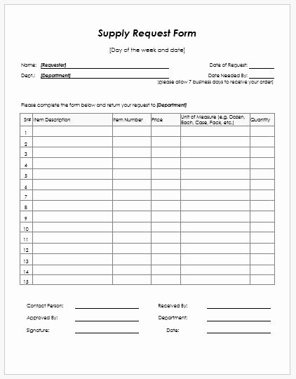 Purchase Request form Template Best Of Supply Request form Templates Ms Word