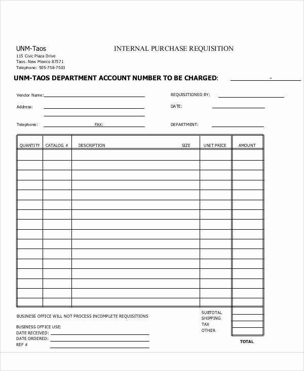 Purchase Request form Template Luxury Requisition form Example