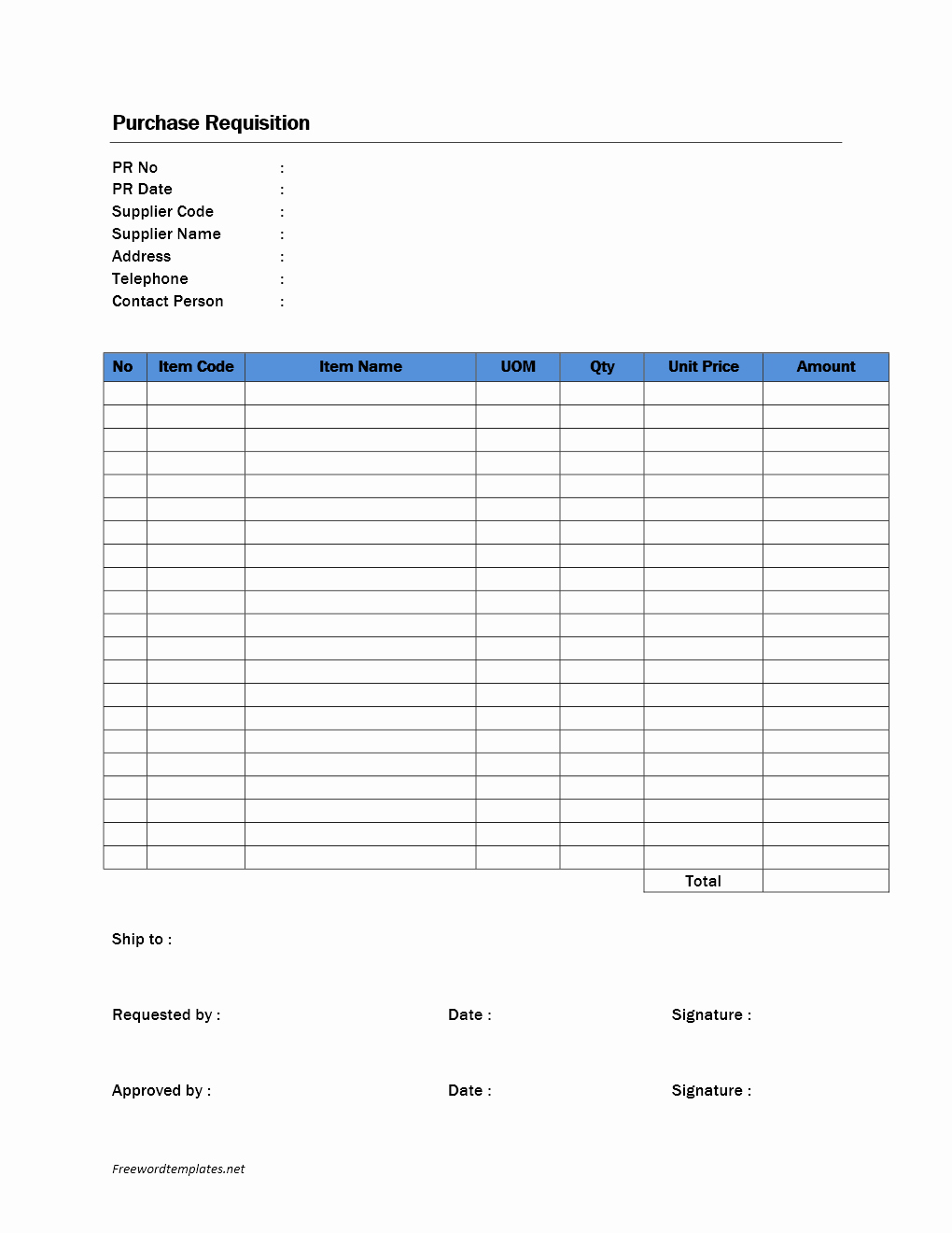 Purchase Requisition form Template New Purchase Requisition form