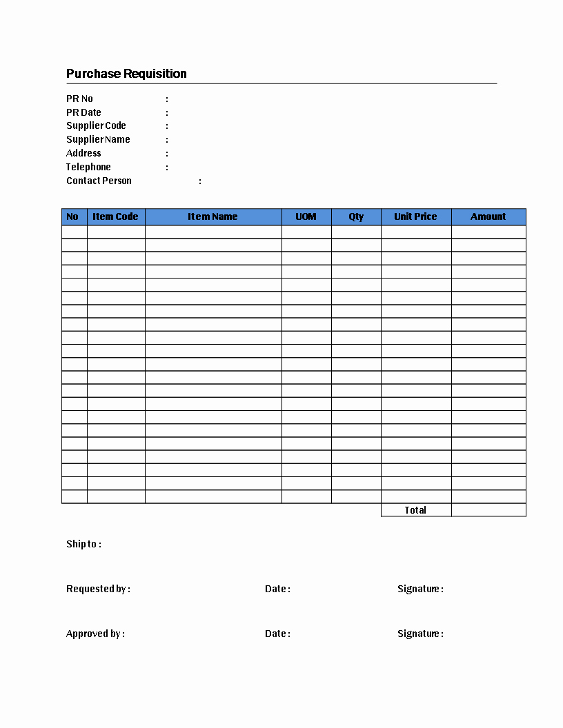 Purchase Requisition forms Template New Free Purchase Requisition Template