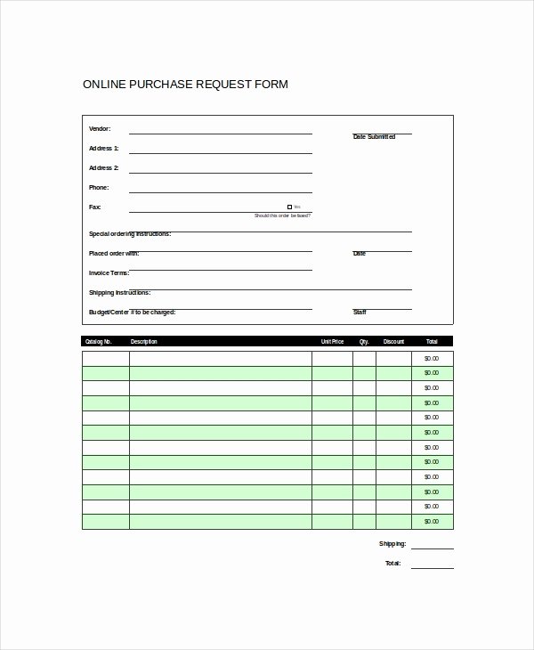 Purchasing Request form Template Awesome Excel form Template 6 Free Excel Document Downloads