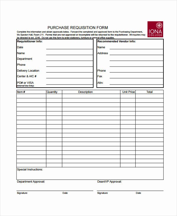 Purchasing Request form Template Fresh Requisition form Template 8 Free Pdf Documents Download