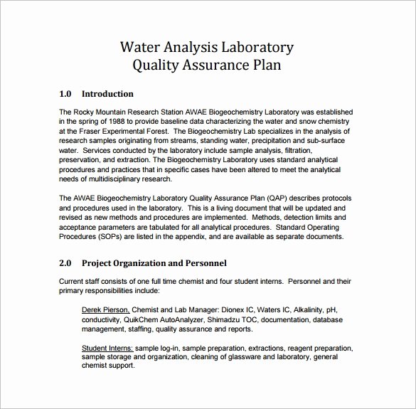 Quality assurance Plan Template Fresh 12 Quality assurance Plan Templates – Free Sample
