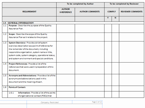 Quality assurance Plans Template New Quality assurance Checklist Template Excel