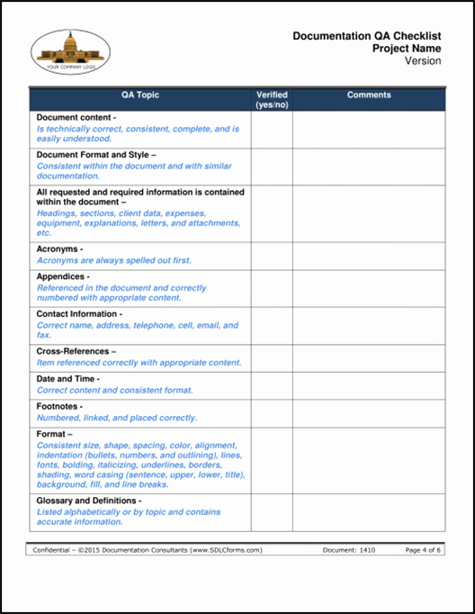 Quality Control Checklist Template Inspirational Quality Checklist Template Excel