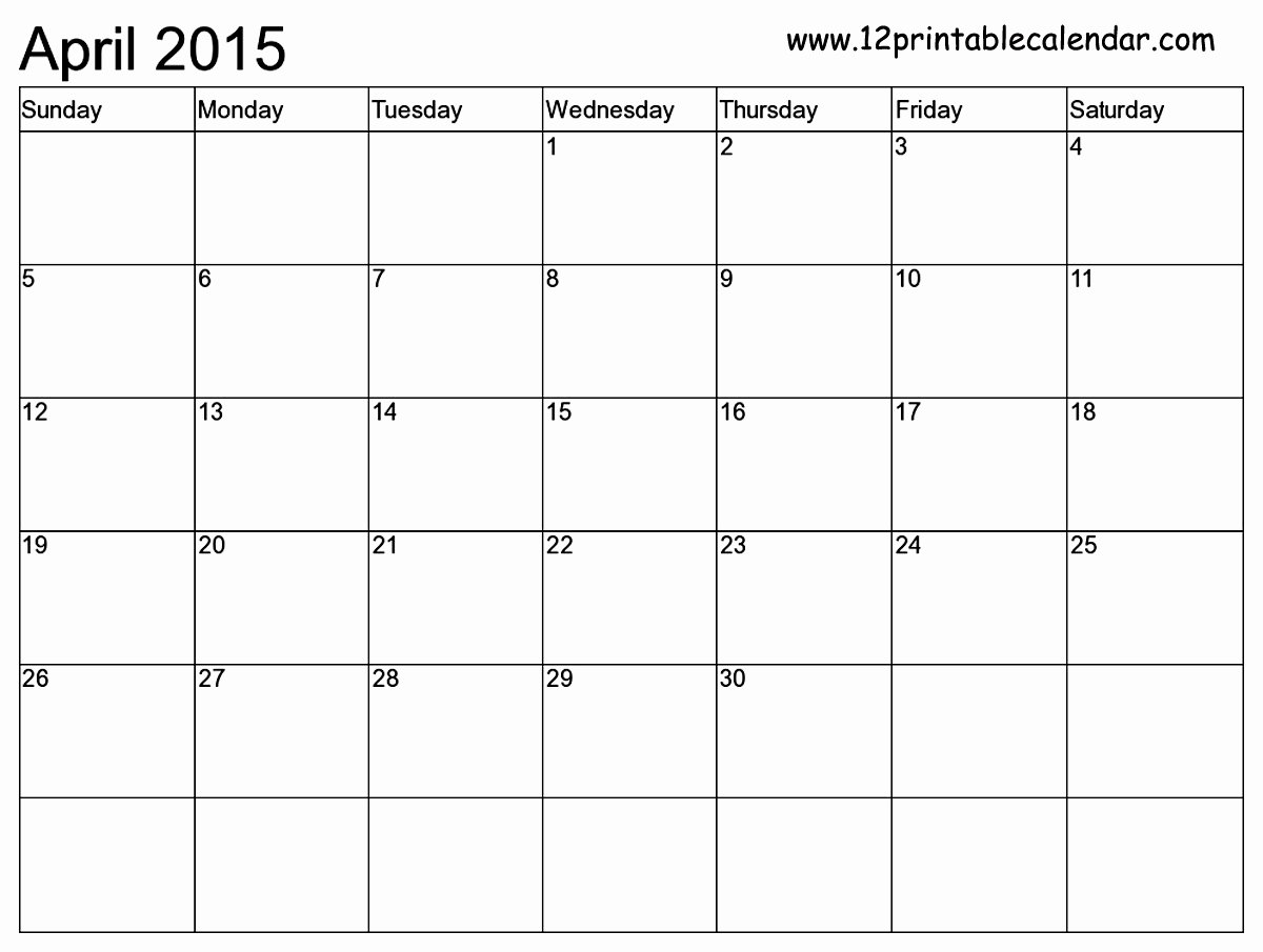 Quarterly Calendar Template 2015 Inspirational Printable Blank Monthly Calendar 2015 – 2017 Printable