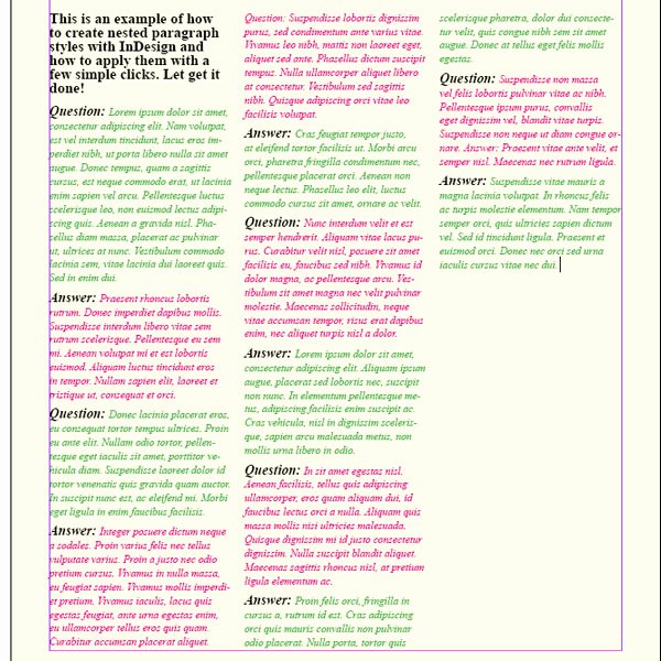Question and Answer Template New Creating A Question and Answer format with Indesign Nested