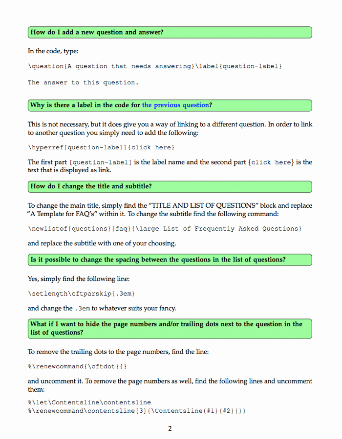 Questions and Answers Template Awesome Latex Templates Miscellaneous