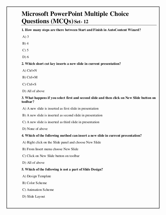 Questions and Answers Template Luxury Mcq Powerpoint 2007