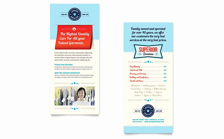 Rack Card Template Indesign Beautiful Laundry Services Rack Card Template Word &amp; Publisher