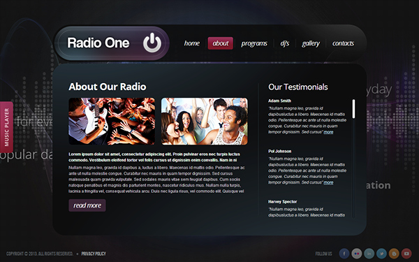 Radio Station Website Template Beautiful Radio E Radio Station HTML5 Template On Behance