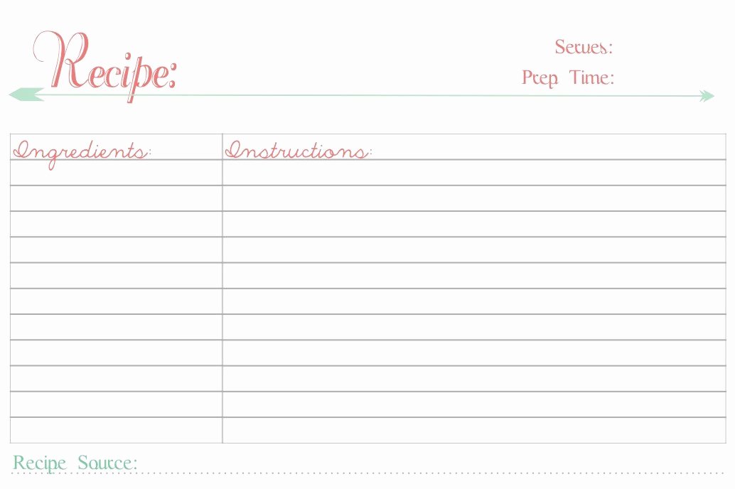 Recipe Page Template Word Fresh Free Printable Recipe Cards