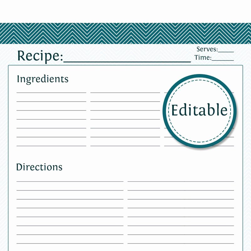 Recipe Page Template Word Inspirational Recipe Card Full Page Editable Printable Pdf by organizelife