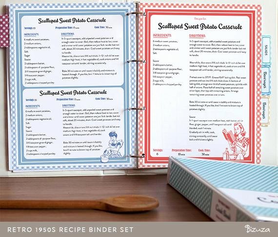 Recipe Template for Pages Best Of Recipe Book Binder Set Retro 1950s Style Printable Recipe