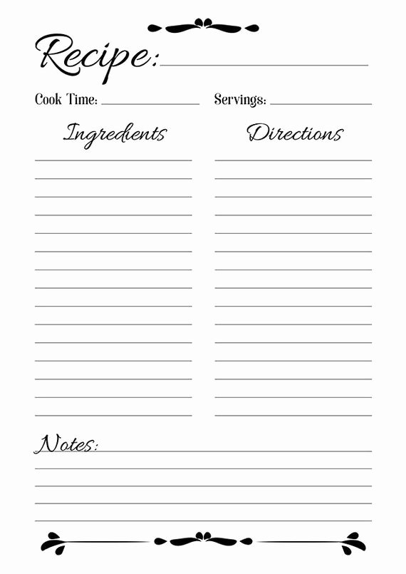 recipe sheet printable recipe page