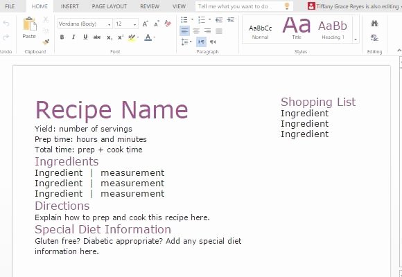 Recipe Template for Word Elegant Recipe with Shopping List Template for Word