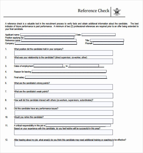 Reference Check form Template Beautiful 15 Reference Check Templates to Download for Free