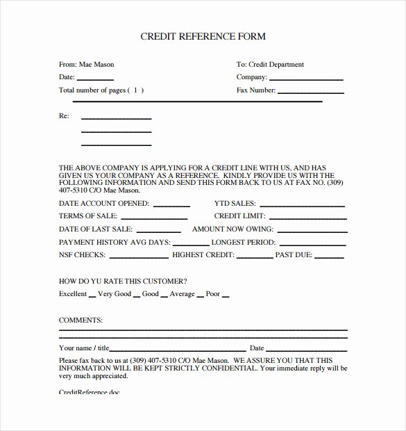 Reference Check form Template Beautiful 5 Credit Template Doc Pdf Eps