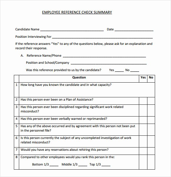 Reference Check form Template Elegant 15 Reference Check Templates to Download for Free