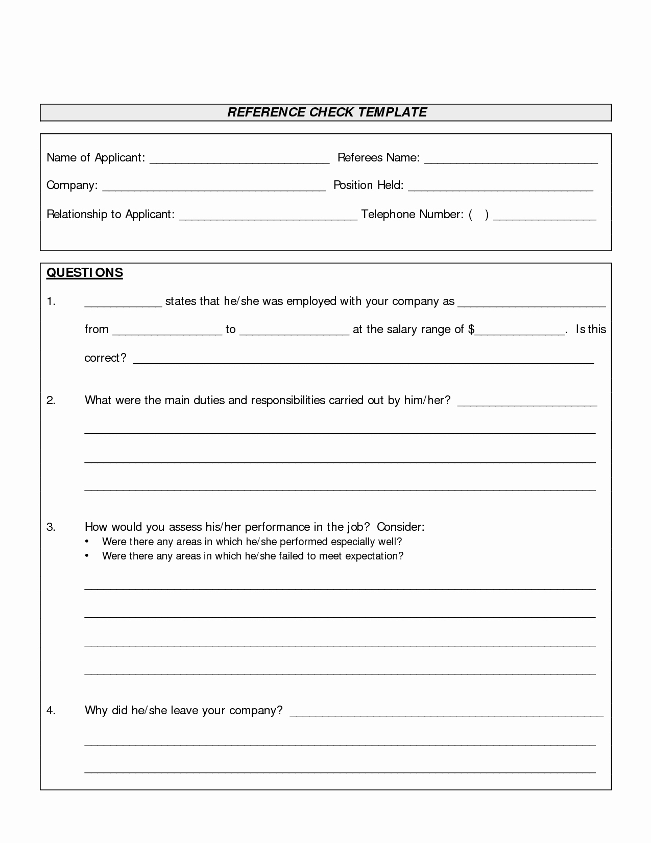 Reference Check form Template Inspirational Best S Of Employment Verification Questions