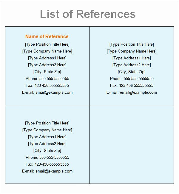Reference List Template Word Awesome Reference List Template 9 Download Documents In Pdf Word