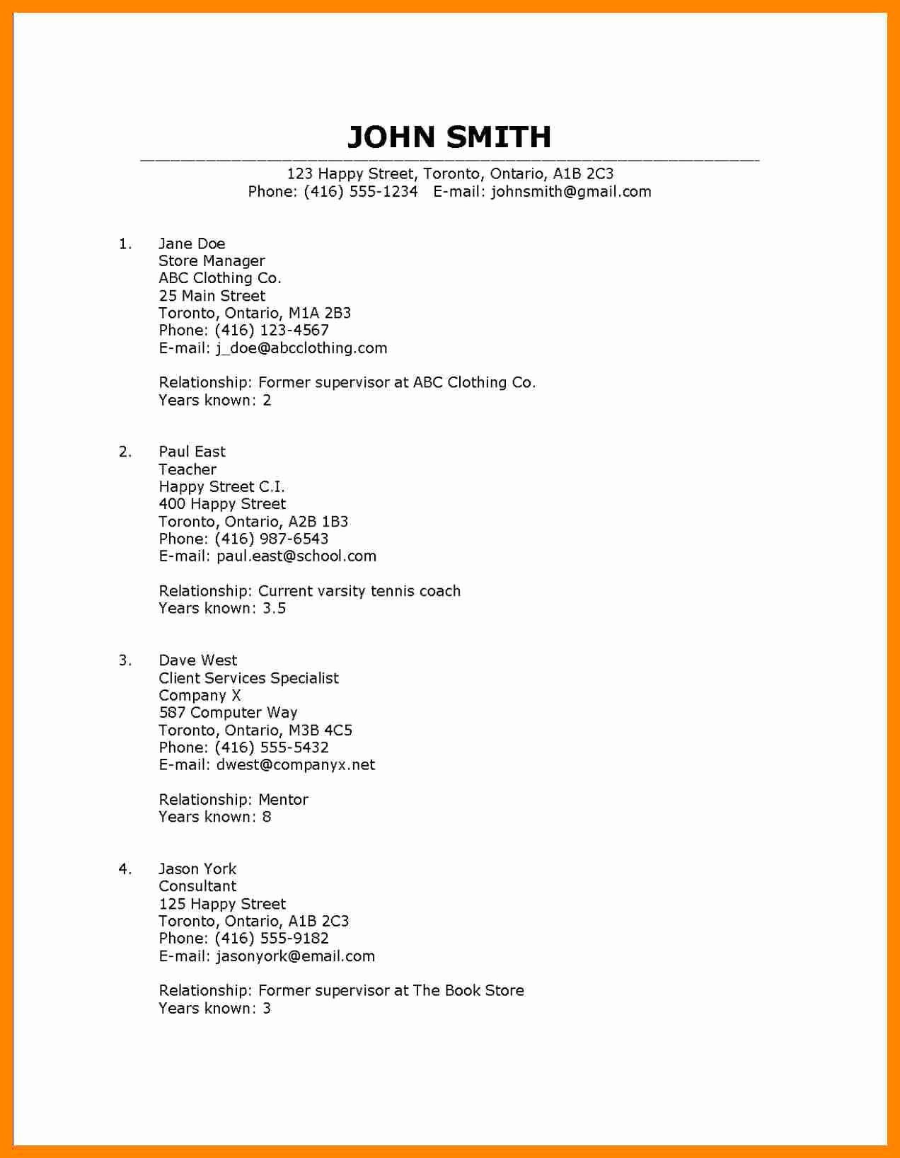 Reference List Template Word Best Of Resume Resume Reference Template