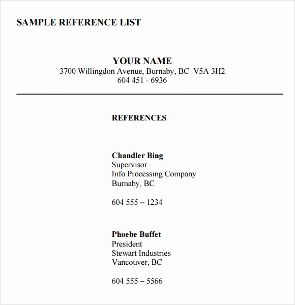 Reference List Template Word Elegant List References Template
