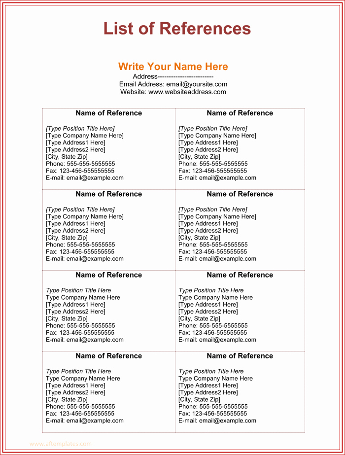 Reference List Template Word Luxury 3 Free Printable Reference List Template for Word