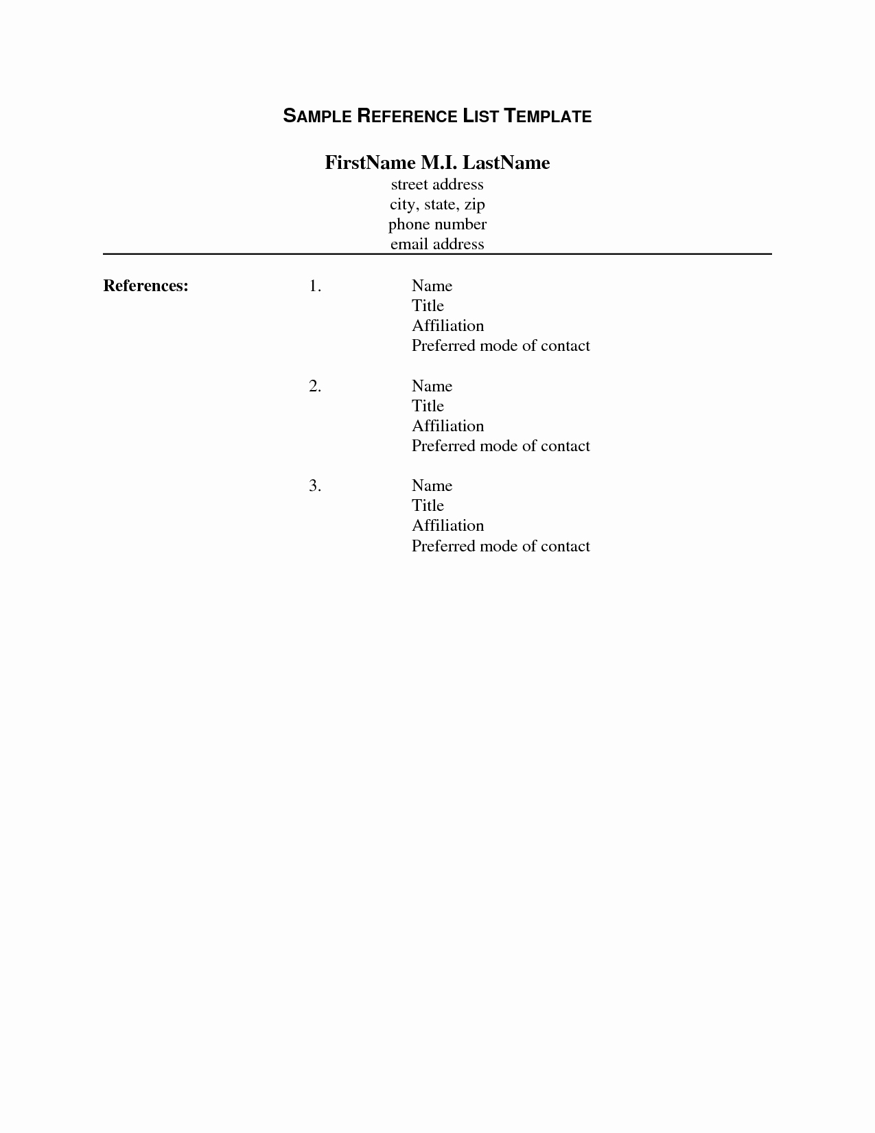 Reference List Template Word New List References Template