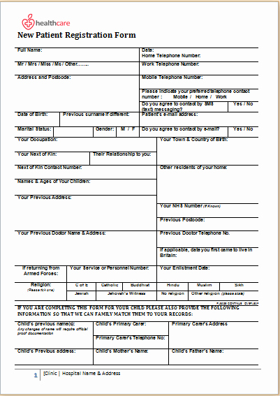 Registration form Template Word Awesome Patient Registration form Ms Word