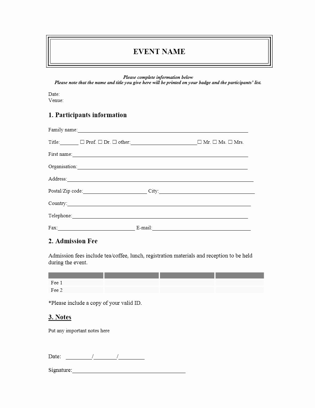 Registration forms Template Word Best Of event Booking form Template Free Templates Resume