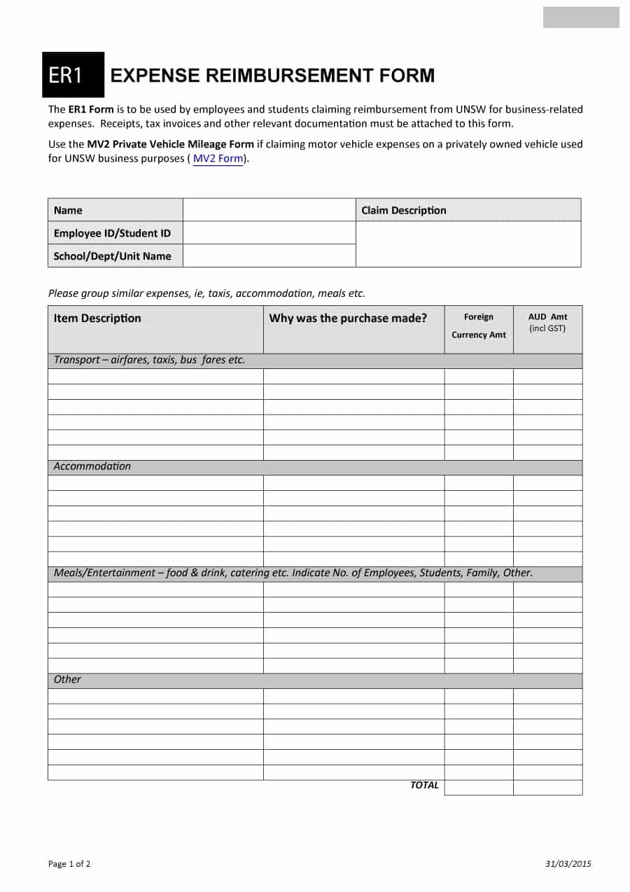Reimbursement Request form Template Beautiful 47 Reimbursement form Templates [mileage Expense Vsp]