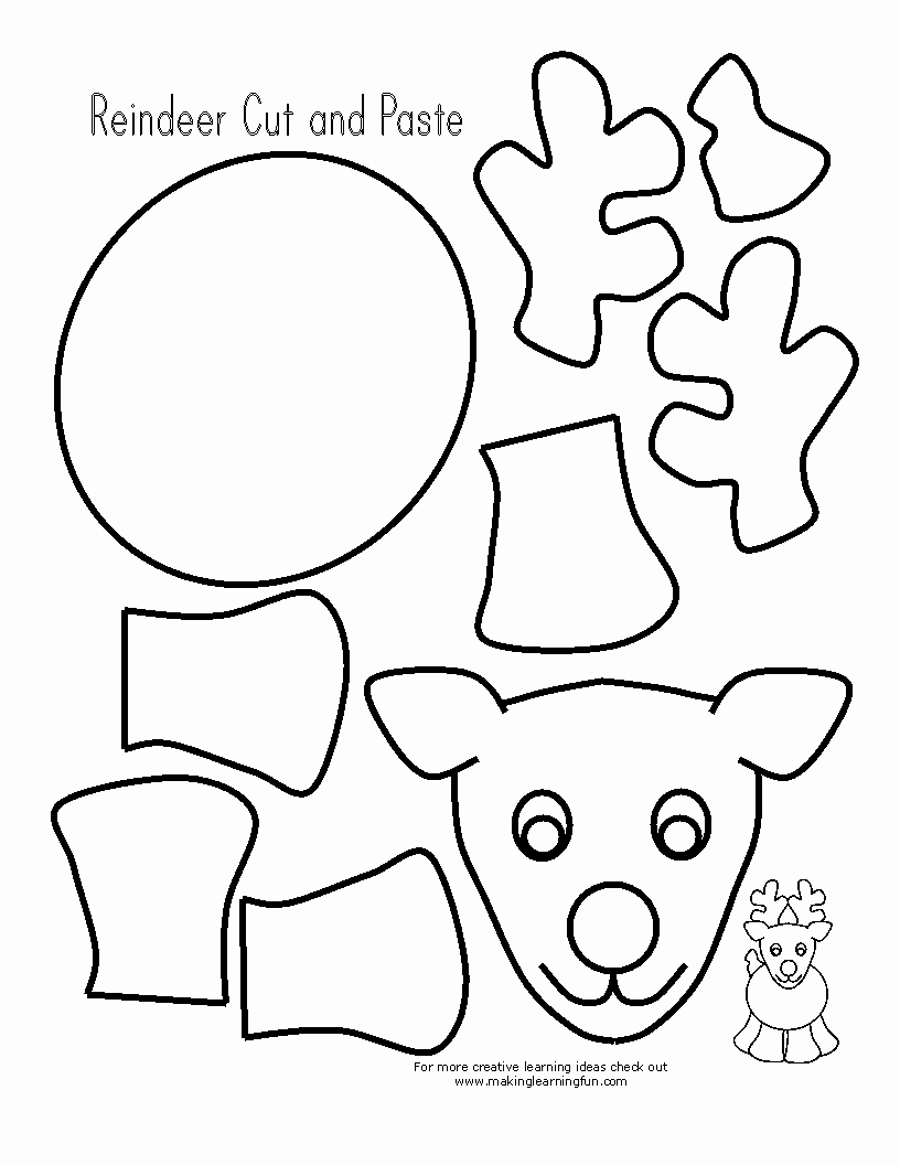 Reindeer Template Cut Out Unique Printable Cut and Paste Christmas Worksheets Cut and