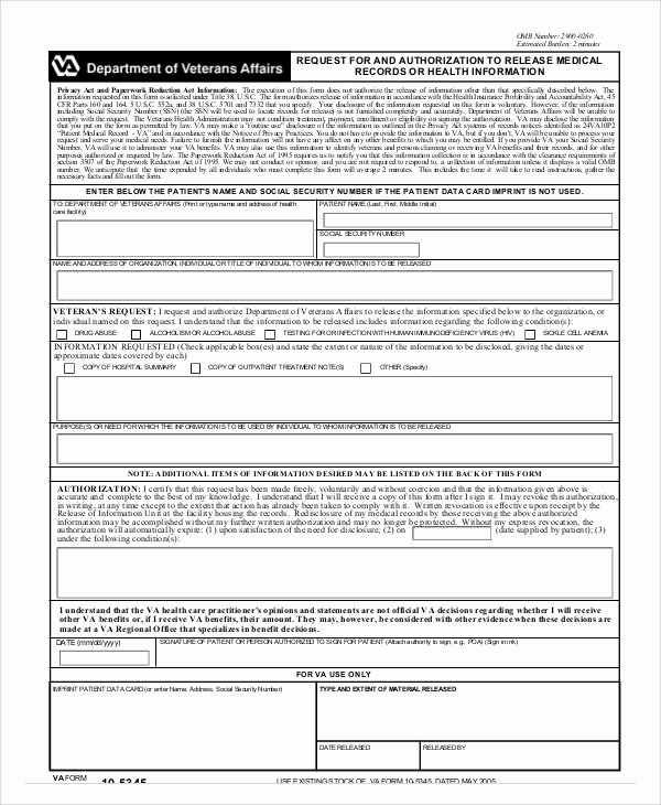 medical release of information form