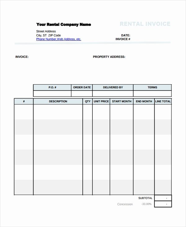 Rent Invoice Template Pdf Inspirational Rental Invoice Template 6 Free Word Pdf Document