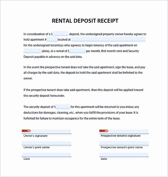 Rental Deposit Receipt Template New Rent Invoice Template