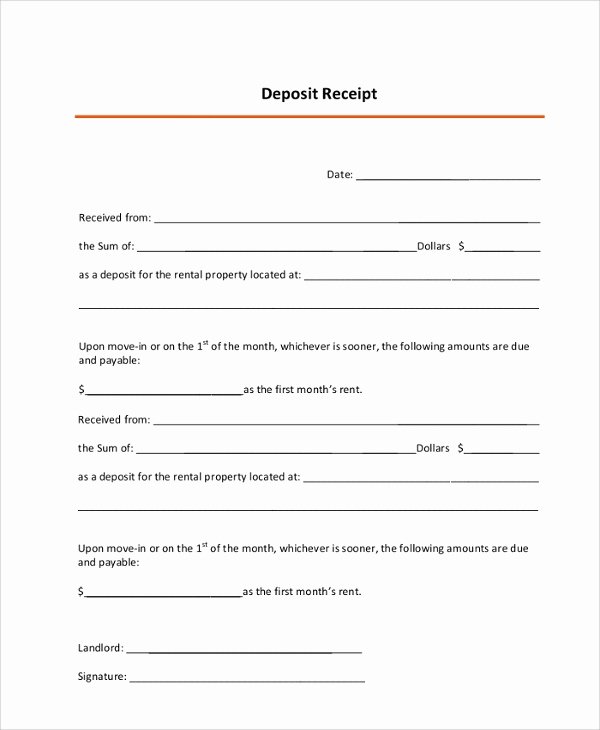 Rental Deposit Receipt Template Unique 9 Sample Rent Receipts