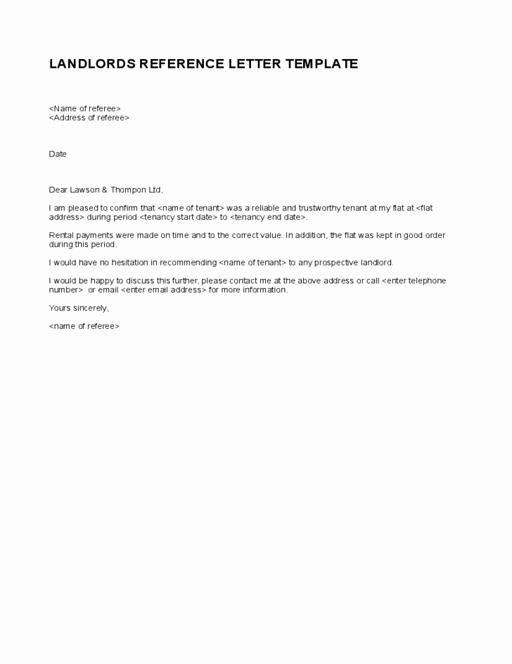 Rental Reference Letter Template Unique Simple Landlord Reference Letter Template