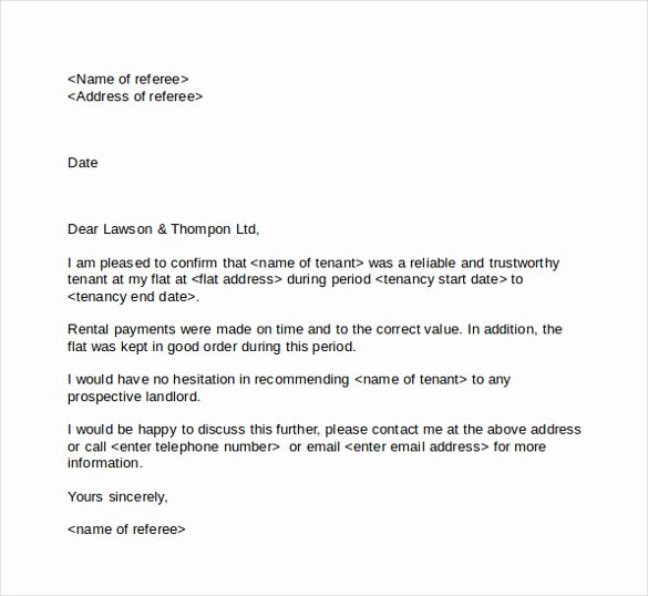 Rental Reference Letter Template Unique Tenant Reference Letter 8 Documents In Pdf Word