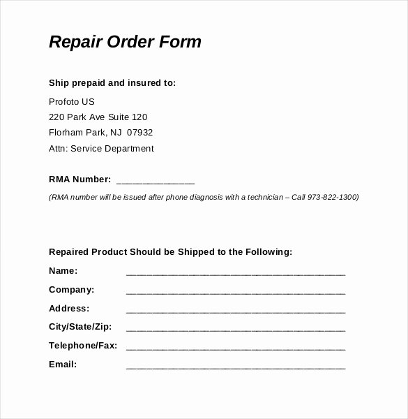 Repair Authorization form Template Lovely Rma form Template Beepmunk