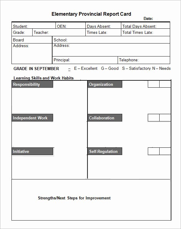 Report Card Template Word Fresh 10 Sample Report Cards – Pdf Word Excel