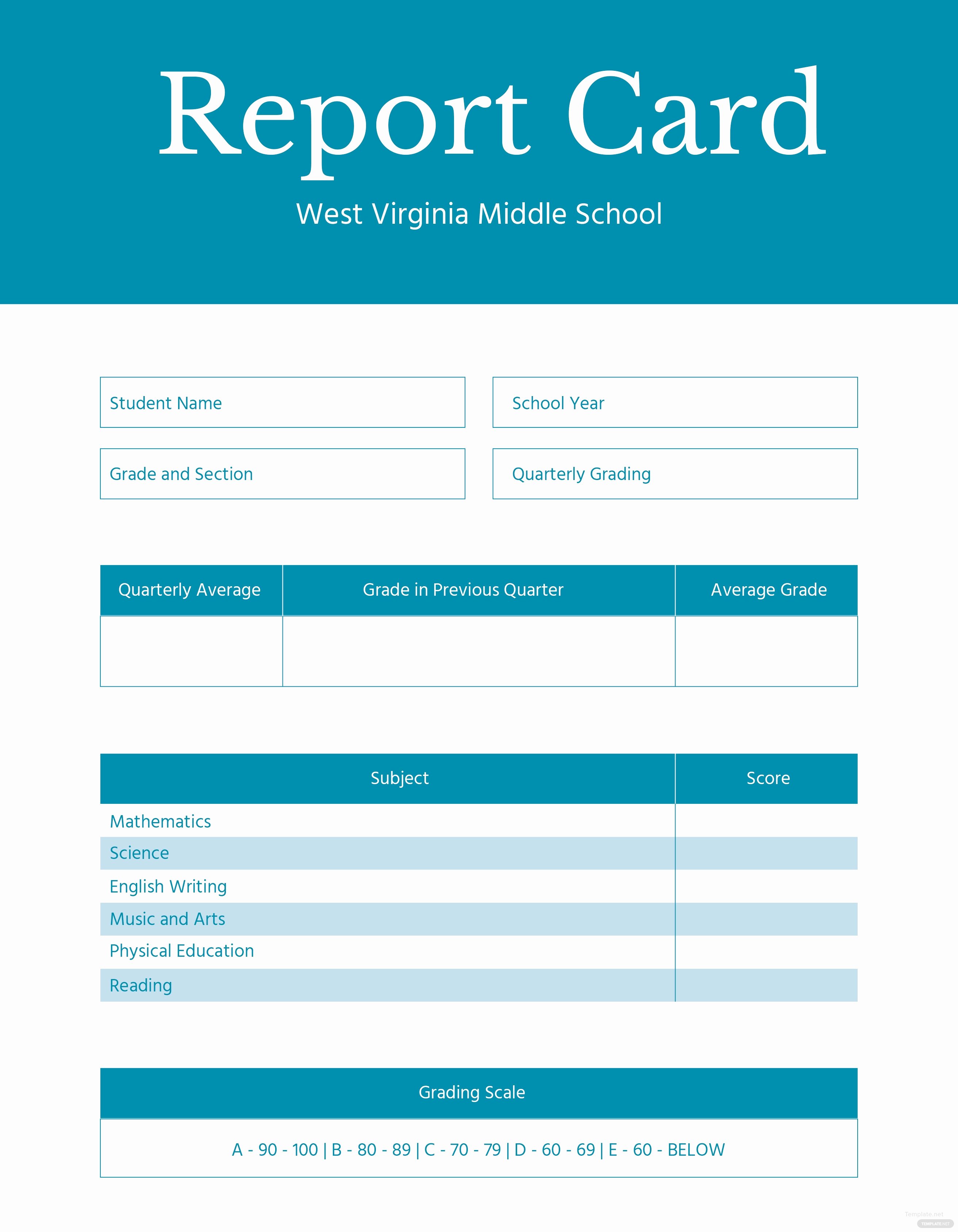 Report Card Template Word Inspirational Free Middle School Report Card Template In Microsoft Word
